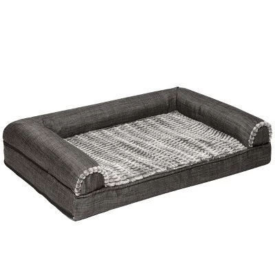 FurHaven Luxe Fur & Performance Linen Cooling Gel Sofa Dog Bed 4 FurHaven Luxe Fur & Performance Linen Cooling Gel Sofa Dog Bed - Image 4