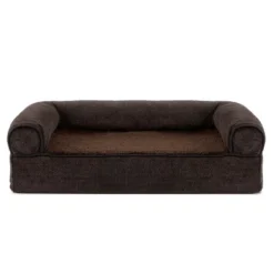 FurHaven Faux Fleece & Chenille Memory Foam Sofa Dog Bed
