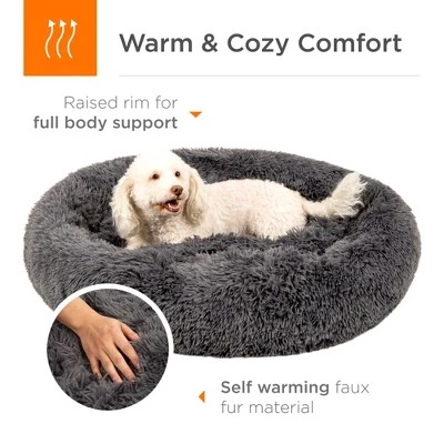 Best Choice Products 36in Dog Bed Self-Warming Plush Shag Fur Donut Calming Pet Bed Cuddler 3 Best Choice Products 36in Dog Bed Self-Warming Plush Shag Fur Donut Calming Pet Bed Cuddler - Image 3