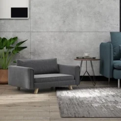 PawHut Raised Dog Sofa with Seat and Back Cushions Elevated Pet Sofa for Small and Medium Dogs, Gray -Pet Gizmos Sales GUEST 28c71d72 ba96 46e5 b7ff 8744304739e8