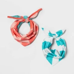 Boots & Barkley Cooling Grid/Stripe Collar Slide Dog Bandana - 2pk - Boots & Barkley™