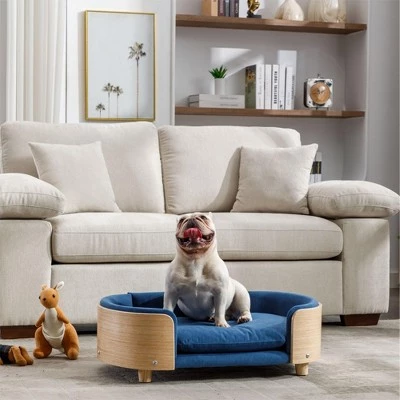 Bulldog Large Dog Beds With Removable Washable Cover, Velvet Cushion With Solid Wood legs and Bent Wood Back-The Pop Maison 3 Bulldog Large Dog Beds With Removable Washable Cover, Velvet Cushion With Solid Wood legs and Bent Wood Back-The Pop Maison - Image 3
