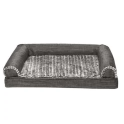 FurHaven Luxe Fur & Performance Linen Cooling Gel Sofa Dog Bed