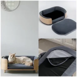 Bulldog Large Size XL Dog Beds With Removable Cover, Velvet Cushion With Solid Wood legs and Bent Wood Back-The Pop Maison -Pet Gizmos Sales GUEST 383b92fa 2c3e 4c44 a3e3 1e2f0971c177