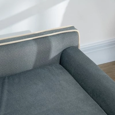 PawHut Soft Foam Large Dog Couch for a Fancy Dog Bed, Spongy Dog Sofa Bed, Washable Cover, Elevated Dog Bed, Gray 4 PawHut Soft Foam Large Dog Couch for a Fancy Dog Bed, Spongy Dog Sofa Bed, Washable Cover, Elevated Dog Bed, Gray - Image 4