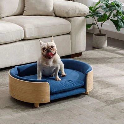Bulldog Large Dog Beds With Removable Washable Cover, Velvet Cushion With Solid Wood legs and Bent Wood Back-The Pop Maison 2 Bulldog Large Dog Beds With Removable Washable Cover, Velvet Cushion With Solid Wood legs and Bent Wood Back-The Pop Maison - Image 2