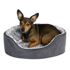 FurHaven Two-Tone Faux Fur & Suede Oval Pet Bed for Dogs & Cats -Pet Gizmos Sales GUEST 4da32226 707a 42af 915c 830192d64ff5