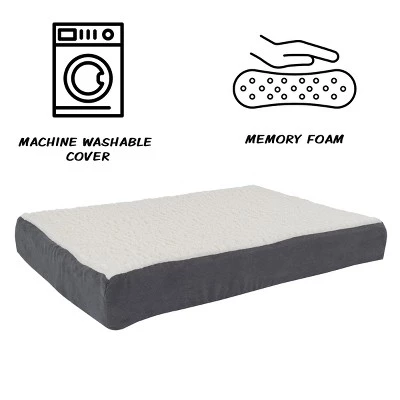 Orthopedic Dog Bed - 2-Layer 30x20.5-Inch Memory Foam Pet Mattress with Machine-Washable Cover for Medium Dogs up to 45lbs by PETMAKER (Gray) 2 Orthopedic Dog Bed - 2-Layer 30x20.5-Inch Memory Foam Pet Mattress with Machine-Washable Cover for Medium Dogs up to 45lbs by PETMAKER (Gray) - Image 2