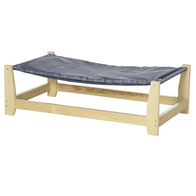 PawHut Raised Pet Bed Wooden Dog Cot with Cushion for Small Medium Sized Dogs Indoor Outdoor, 35.5" x 19.75" x 11" 3 PawHut Raised Pet Bed Wooden Dog Cot with Cushion for Small Medium Sized Dogs Indoor Outdoor, 35.5" x 19.75" x 11" - Image 3