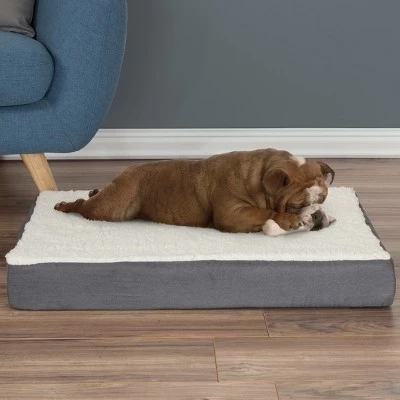 Orthopedic Dog Bed - 2-Layer 30x20.5-Inch Memory Foam Pet Mattress with Machine-Washable Cover for Medium Dogs up to 45lbs by PETMAKER (Gray) 3 Orthopedic Dog Bed - 2-Layer 30x20.5-Inch Memory Foam Pet Mattress with Machine-Washable Cover for Medium Dogs up to 45lbs by PETMAKER (Gray) - Image 3