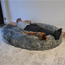 PAW BRANDS PupCloud Human-Size Faux Fur Memory Foam Dog Bed