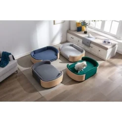 Bulldog Large Size XL Dog Beds With Removable Cover, Velvet Cushion With Solid Wood legs and Bent Wood Back-The Pop Maison -Pet Gizmos Sales GUEST 7733f402 113f 4931 b046 b3d7f0985fd9