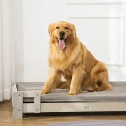 PawHut Elevated Dog Bed, Wooden Raised Pet Sofa, Portable Dog Couch Cat Lounge with Removable Washable Cushion for Large Dogs and Cats, Light Gray 8 PawHut Elevated Dog Bed, Wooden Raised Pet Sofa, Portable Dog Couch Cat Lounge with Removable Washable Cushion for Large Dogs and Cats, Light Gray -Pet Gizmos Sales GUEST 7c384d46 98a9 4603 b56c 64288422bae5