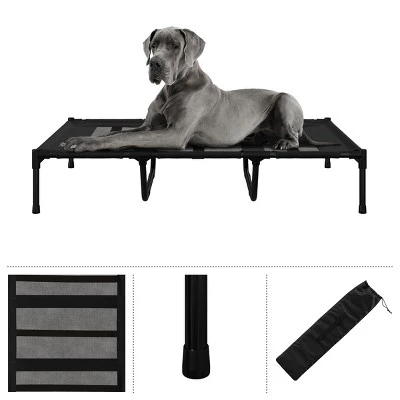 Elevated Dog Bed - 48x36-Inch Portable Pet Bed with Non-Slip Feet - Indoor/Outdoor Dog Cot or Puppy Bed for Pets up to 110lbs by PETMAKER (Black) 2 Elevated Dog Bed - 48x36-Inch Portable Pet Bed with Non-Slip Feet - Indoor/Outdoor Dog Cot or Puppy Bed for Pets up to 110lbs by PETMAKER (Black) - Image 2