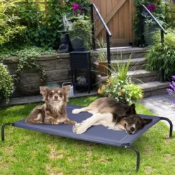 Costway Large Dog Cat Bed Elevated Pet Cot Indoor Outdoor Camping Steel Frame Mat -XL