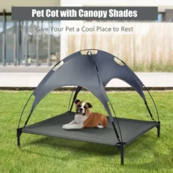 Costway 42'' Portable Elevated Dog Cot Outdoor Cooling Pet Bed w/ Removable Canopy Shade -Pet Gizmos Sales GUEST 8540bb53 d2e4 4ea7 b499 cafc00c3e975