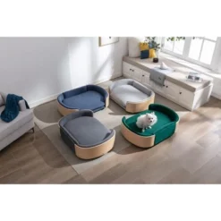 Bulldog Large Size XL Dog Beds With Removable Cover, Velvet Cushion With Solid Wood legs and Bent Wood Back-The Pop Maison -Pet Gizmos Sales GUEST 896b6aab 6afe 42a5 936b c606d180584d
