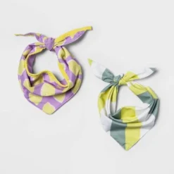 Boots & Barkley Cooling Lemon/Stripe Collar Slide Dog Bandana - 2pk - Boots & Barkley™