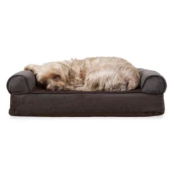 FurHaven Faux Fleece & Chenille Orthopedic Sofa Dog Bed