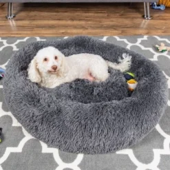 Best Choice Products 36in Dog Bed Self-Warming Plush Shag Fur Donut Calming Pet Bed Cuddler