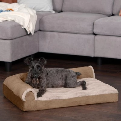 FurHaven Wave Fur & Velvet Deluxe Chaise Lounge Orthopedic Sofa-Style Dog Bed 2 FurHaven Wave Fur & Velvet Deluxe Chaise Lounge Orthopedic Sofa-Style Dog Bed - Image 2