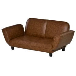 PawHut Pet Sofa Dog Bed Couch, Foldable Cat Lounger PU Leather Cover for Medium & Large Sized Animals, Brown -Pet Gizmos Sales GUEST ce941e92 2be1 4c5a 81e8 b5009cfa9df5