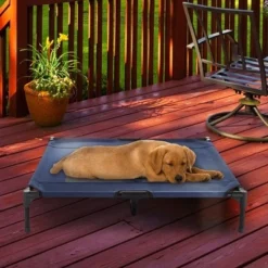 Elevated Dog Bed - 36x29.75-Inch Portable Pet Bed with Non-Slip Feet - Indoor/Outdoor Dog Cot or Puppy Bed for Pets up to 80lbs by PETMAKER (Blue) 8 Elevated Dog Bed - 36x29.75-Inch Portable Pet Bed with Non-Slip Feet - Indoor/Outdoor Dog Cot or Puppy Bed for Pets up to 80lbs by PETMAKER (Blue) -Pet Gizmos Sales GUEST da7efd49 5f2d 48bd a030 53ac3c6d9808