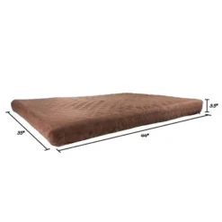 Waterproof Dog Bed - 2-Layer Memory Foam Pet Pad with Removable Machine Wash Cover - 44x35 Crate Mat for Dogs and Puppies by PETMAKER (Brown)