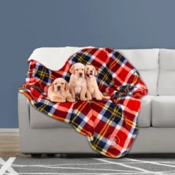 Waterproof Pet Blanket - 50x60 Reversible Plaid Throw Protects Couch, Car, Bed from Spills, Stains, or Fur - Dog and Cat Blankets by Petmaker (Red) -Pet Gizmos Sales GUEST e9519a5e 2040 41a3 bc20 ed599e204e97