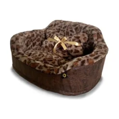 Precious Tails Leopard Princess Cat and Dog Bed - Brown