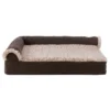 FurHaven Two-Tone Faux Fur & Suede Deluxe Chaise Lounge Cooling Gel Top Foam Sofa Dog Bed