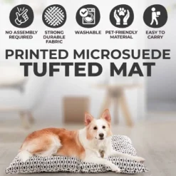 Precious Tails Printed Microsuede Tufted Mat Bed for Dogs - Ivory - S -Pet Gizmos Sales GUEST f3a7e79a bae2 4372 b1f0 4d0ee01409bf