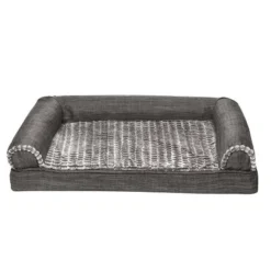 FurHaven Luxe Fur & Performance Linen Memory Foam Sofa Dog Bed -Pet Gizmos Sales GUEST f702153e 24b8 4369 927e 5a9588646df1