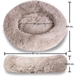 Zone Tech Medium Round Ultra Soft Plush Calming Cushion Bed for Pets, Donut Fluffy Dog Bed for Small Medium Large Dogs,
