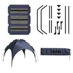 Elevated Dog Bed with Canopy - 48x36-Inch Portable Pet Bed with Non-Slip Feet - Indoor/Outdoor Dog Cot with Carrying Case by PETMAKER (Blue) -Pet Gizmos Sales GUEST fd6ac8df 2a4f 489d a731 7e579eb90df5